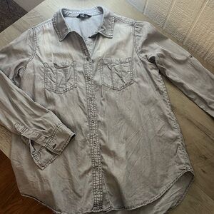 Gray denim style button up